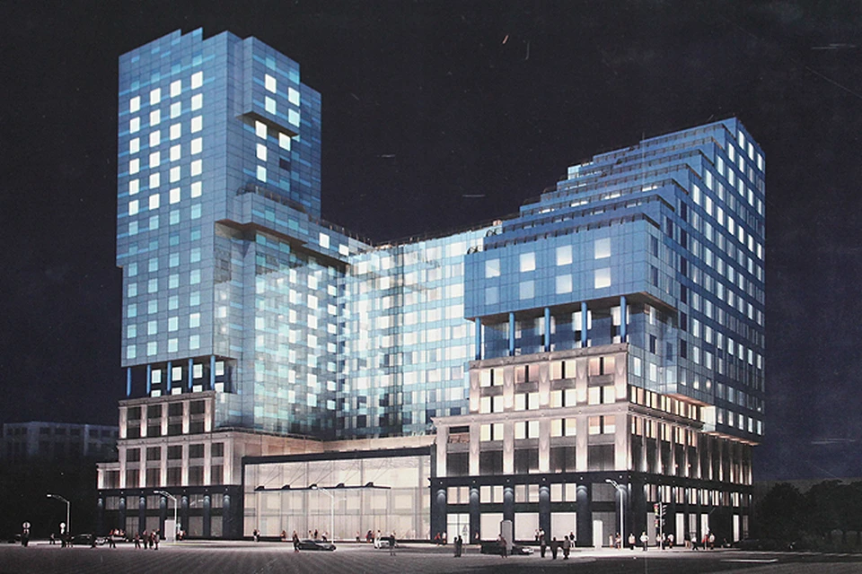 Так будет выглядеть 26-этажная гостиница со стороны улицы Советской.