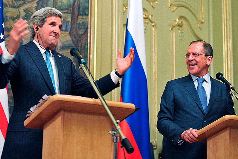 Джон Керри и Сергей Лавров на пресс-конференции по итогам переговоров