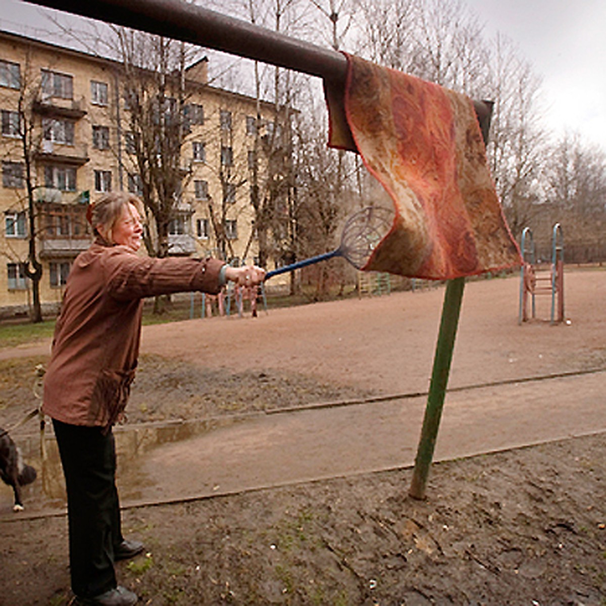 выбивать ковры во дворе дома (99) фото