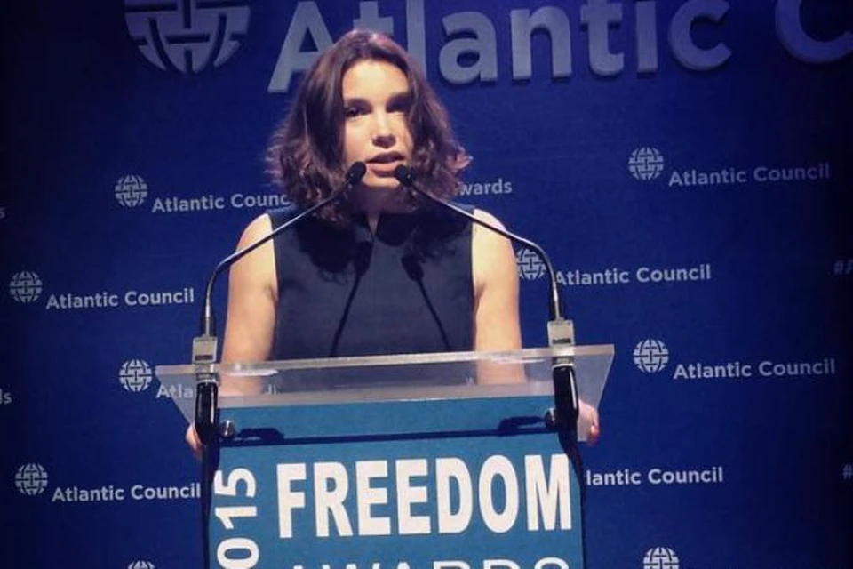 Жанна Немцова на получении награды Freedom Award в Польше. Фото: @IlyaYashin/Twitter