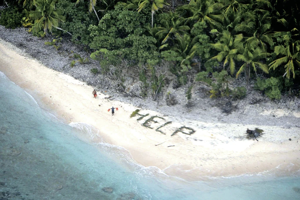 Американцы спаслись, выложив слово «Помогите» из пальмовых листьев.