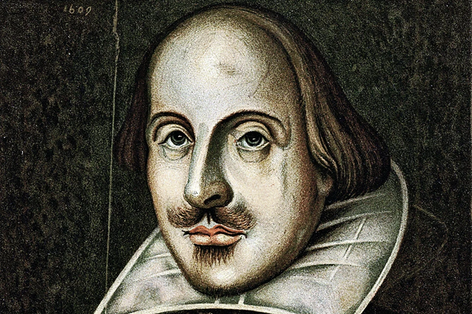 Всем известен канонический образ Шекспира, запечатленный в 1609 году.