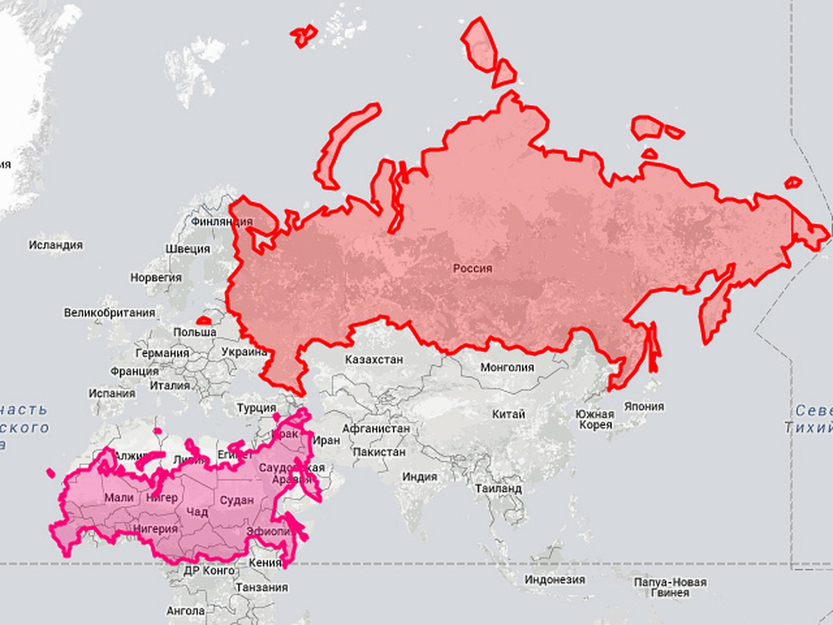 Реальные Размеры России на карте