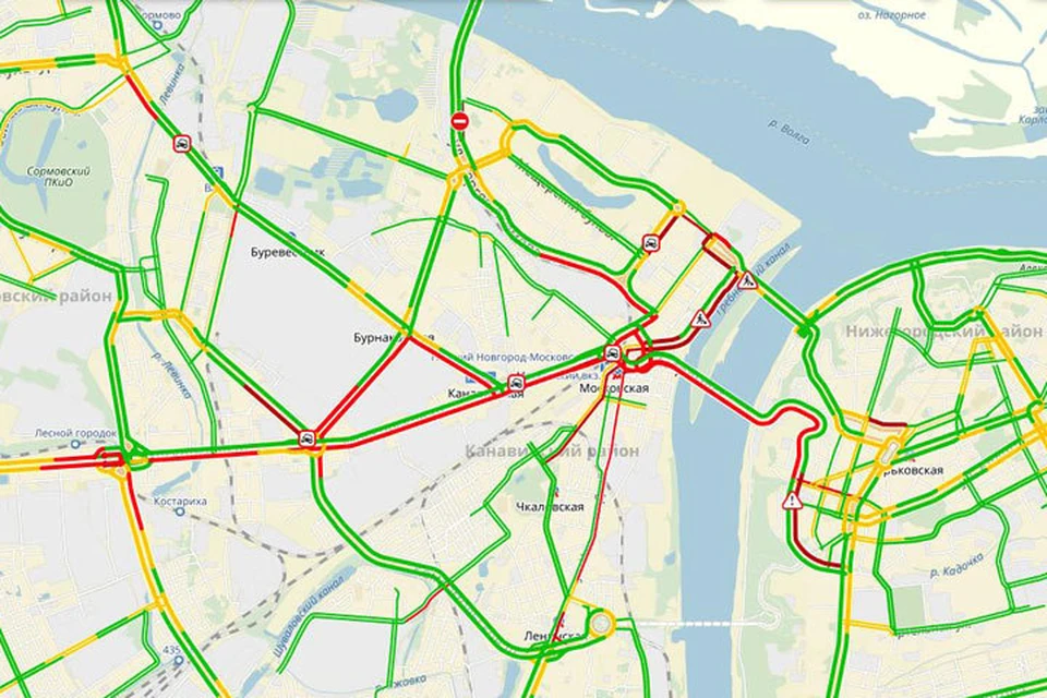 Карта дорог нижнего новгорода с пробками