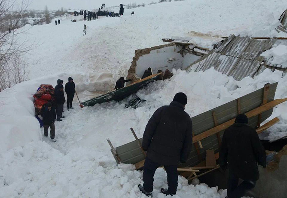 25 тысяч кубометров снега накрыли два дома в селе Жаш-Тилек Чон-Алайского района Ошской области.