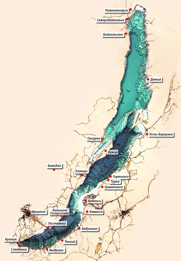 РСЛ :: Российская спиннинговая лига: Карты: Карта глубин (лоция) Озеро Байкал