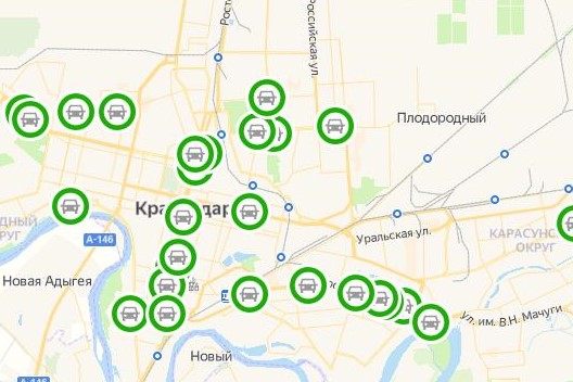 Схема размещения зарядных станций для электротранспорта