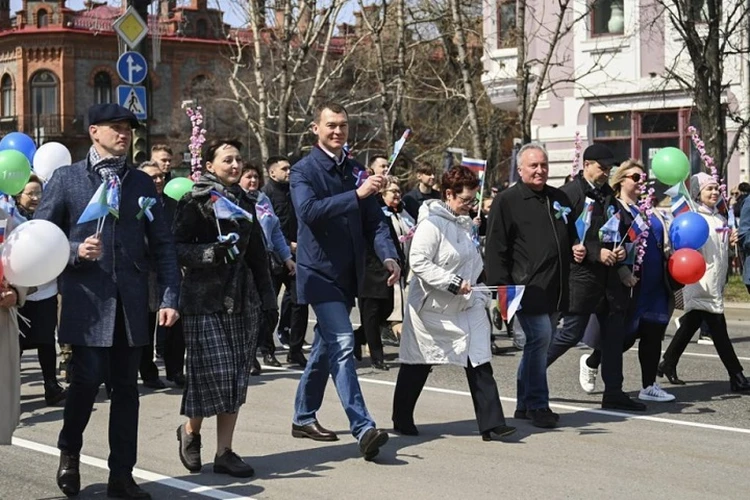 Демонстрация 1 мая 2022 года в Хабаровске: праздничное шествие прошло впервые с 2019 года